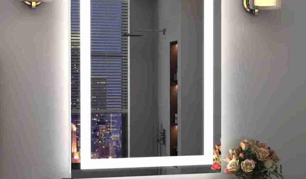 Espelho Grande Retangular Com Led Jateado Ideal Para Banheiro Lavabo e Penteadeira de Maquiagem