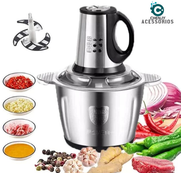 Picador De Alimentos 2L 3L Moedor Elétrico Triturador Potente Carne Legumes Temperos Inox 110v/220v