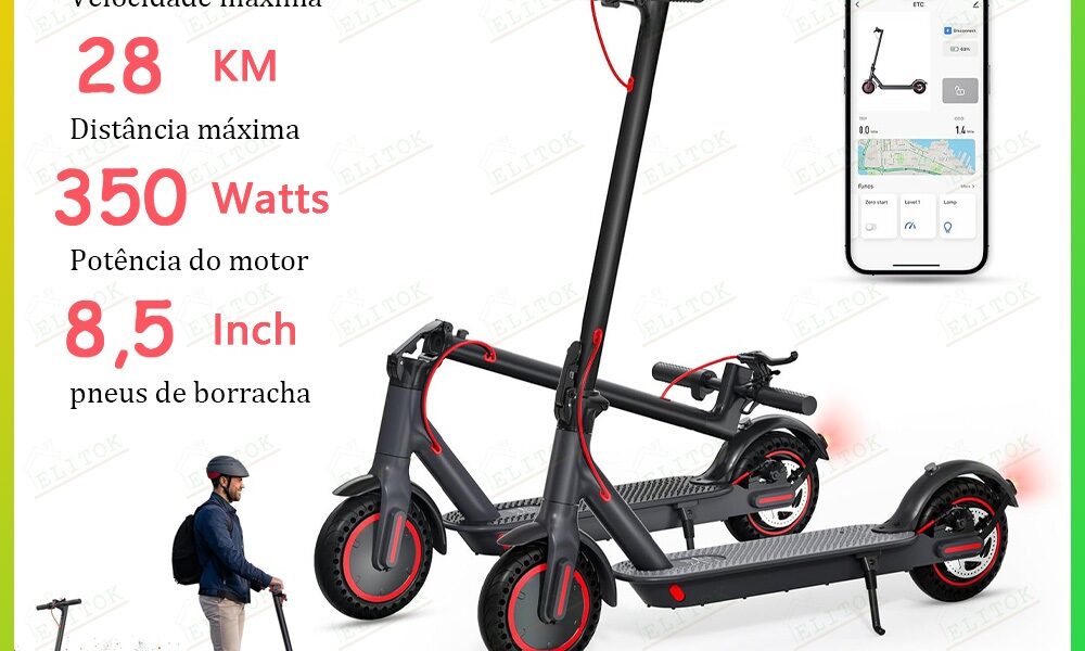 Patinete Elétrico Para Adultos Dobrável 350W Bivolt 36V Capacidade De Carga De 150KG