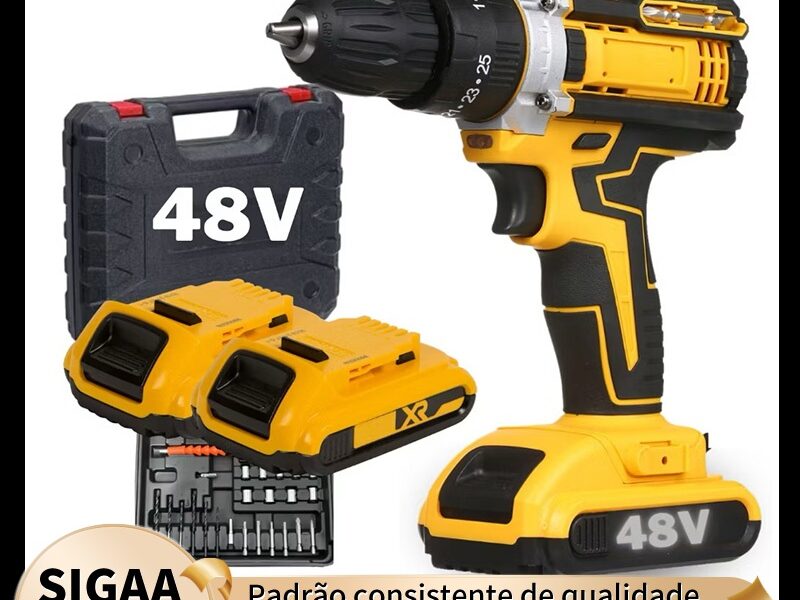 Parafusadeira Furadeira 48V 2 Baterias Com Maleta e Acessórios Completo