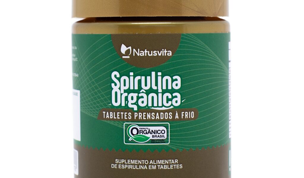 60/120/180 Tabletes Spirulina Orgânica Selo SISORG Certificada IBD Pura Prensada à Frio Vegana