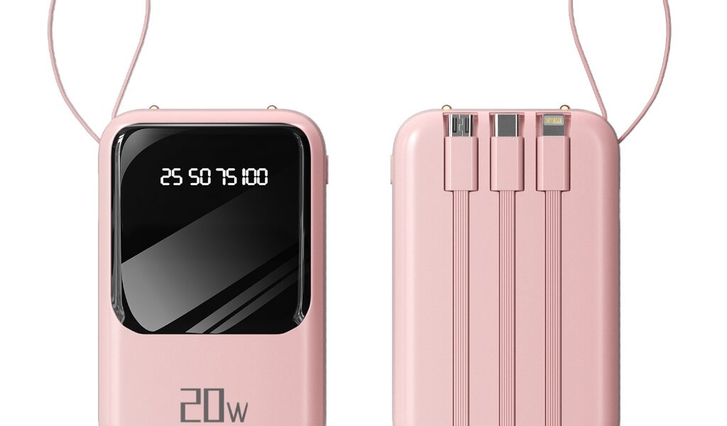 Carregador Portátil 10000mah con 4 cables de carga rápida Banco de energía digital LED-A6