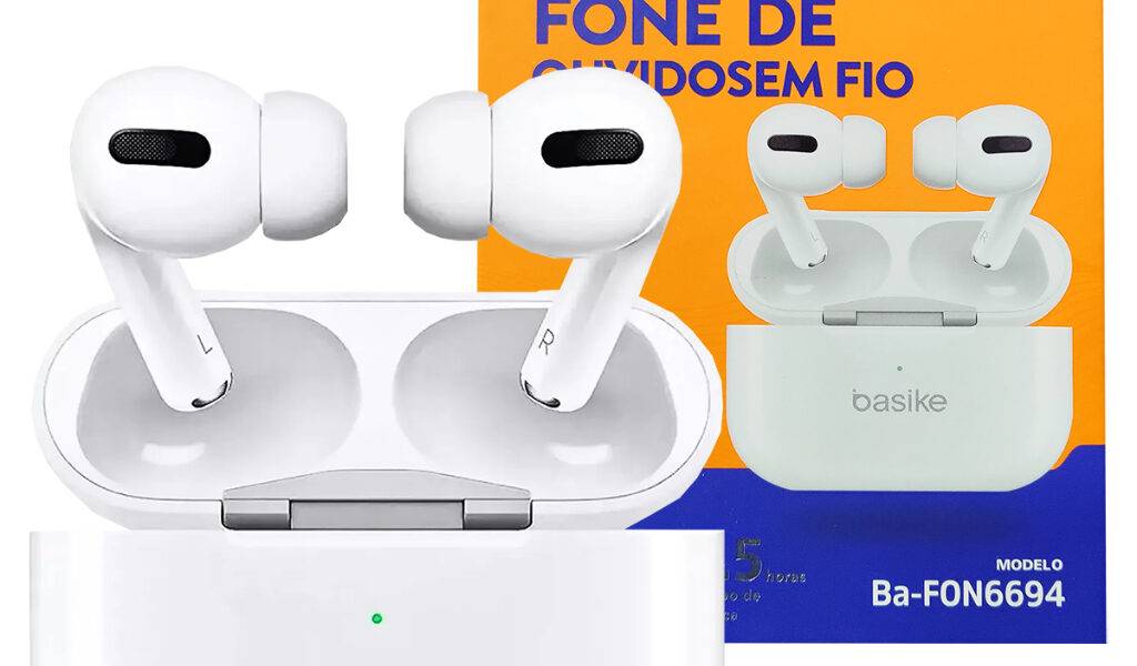 Fone Sem Fio Bluetooth TWS Basike Intra Auricular Confortável Cancelamento De Ruído Bateria Longa
