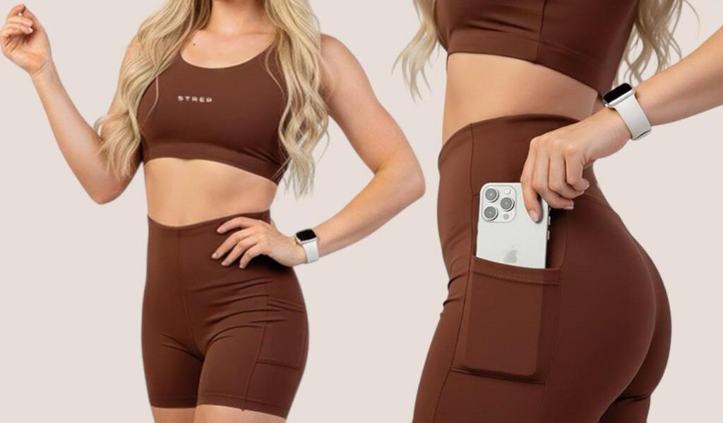 Conjunto Fitness Feminino Strep – Top e Short com Bolso Lateral em Poliamida para Academia