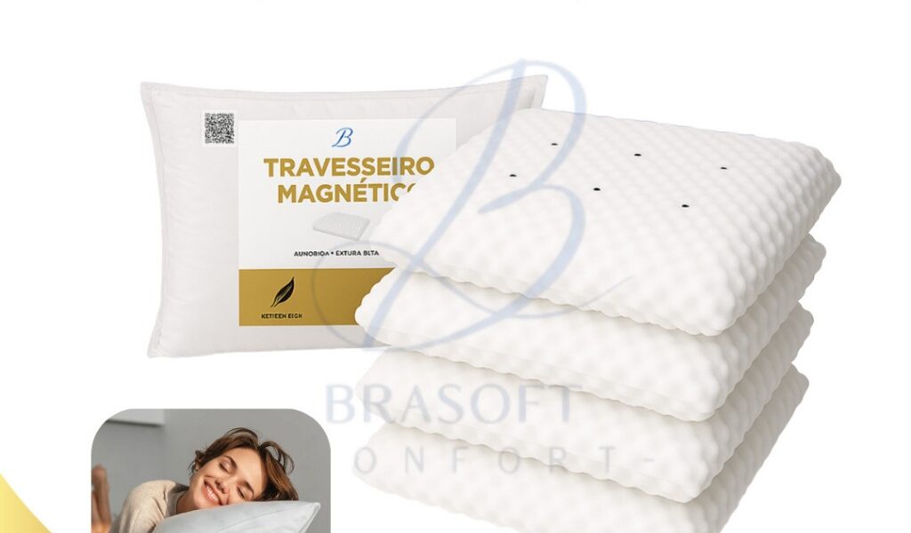Kit Travesseiro Ortopédico Magnético com Infravermelho Melhora do Sono Conforto Maximo Brasoft Confort