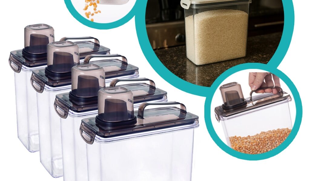 Kit 4 Dispenser Multiuso Pote Hermético Porta Mantimento Sabão Liquido Amaciante