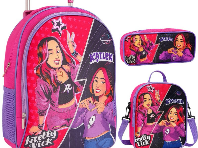 Kit Escolar Emily Vick Lanchera Termica + Estojo escolar Mochila Reforçada forro Interno