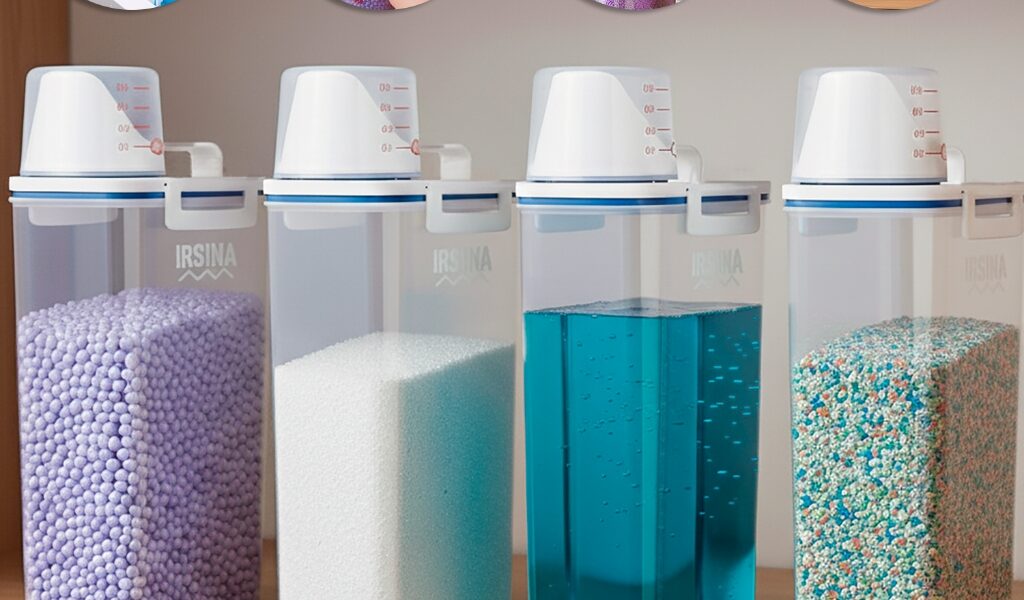 Kit 3 Potes Hermético Porta Sabão Pó Líquido Copo Dosador 2l