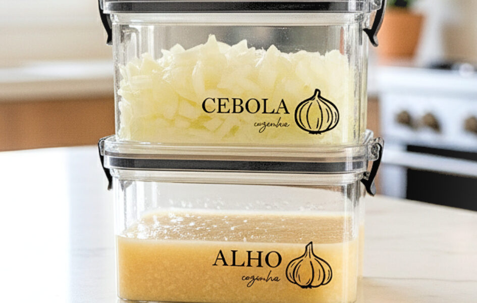 Porta-Alho e Porta-Cebola 460ml/950ml – Pote Multiuso com Vedação Hermética e Click | Porta Mantimentos + Variações