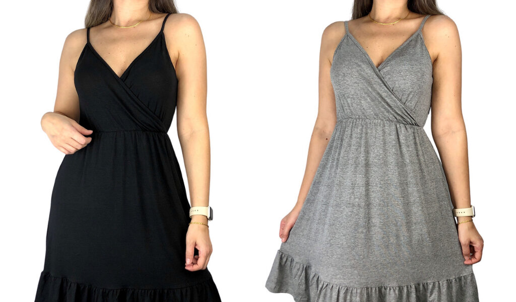 Kit 2 Vestido Alcinha Diversas Cores Viscolycra Premium Alças Transpassado Casual Grávida Amamentar