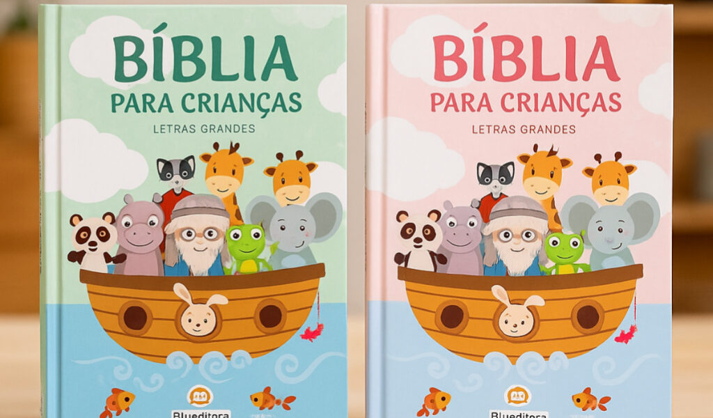 Bíblia Infantil Para Criança Letras Grandes Colorido Blu Editora Capa Dura Leitura e Atividades!