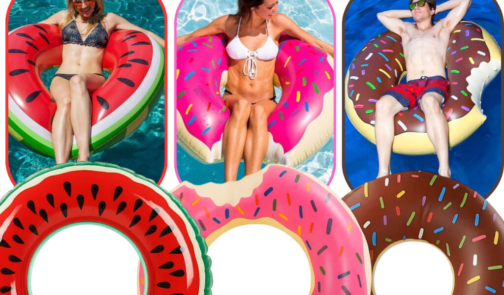 Kit 2 Boias Donuts Melancia Rosquinha Flamingo Piscina Inflável Criança Adulto Grande 90 Cm Verão Férias