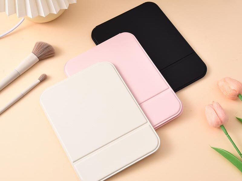 Espelho De Maquiagem Sem Moldura - 1 Peça, Bolsa Portátil Pequena Dobrável, Ideal para Beleza