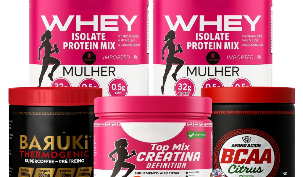 Whey Feminino Isolado + Creatina Mono + Bcaa Aminoácidos Essenciais + Termogênico Pré-Treino
