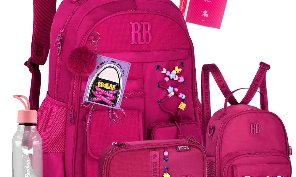 Kit Escolar Mochila Lancheira Térmica Estojo Grande Exclusivo Rebecca Bonbon Lançamento Oficial