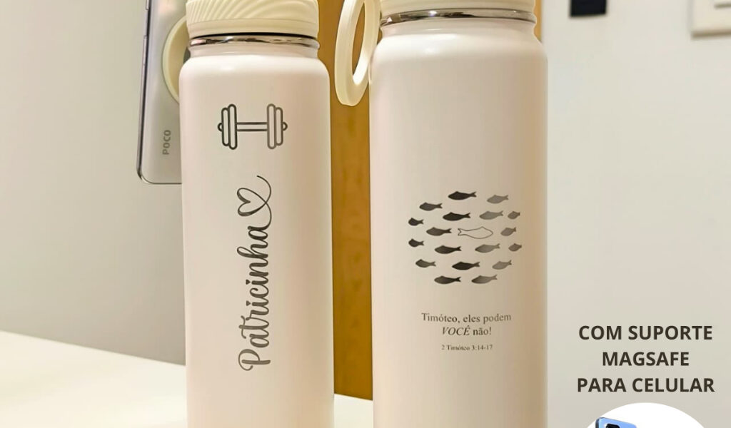 Garrafa Térmica suporte celular Magsafe Bear Thermal Maris 750ml/850ml/1.2L Premium Personalizada