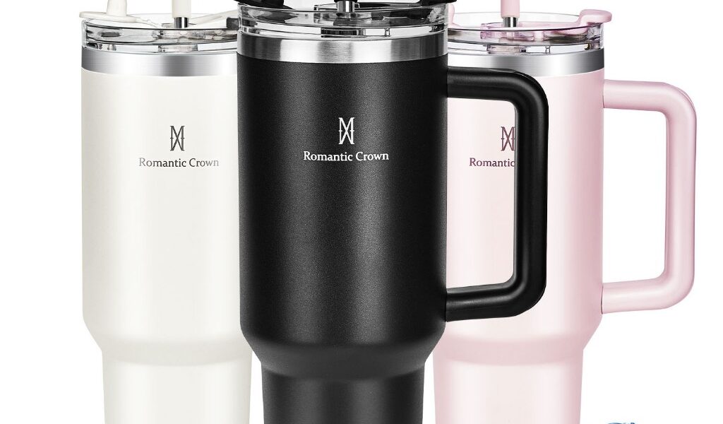 ROMANTIC CROWN Copo Térmico Inox Portátil 1200ml/1.2L Garrafa Térmica Inoxidável com Tampa e Canudo