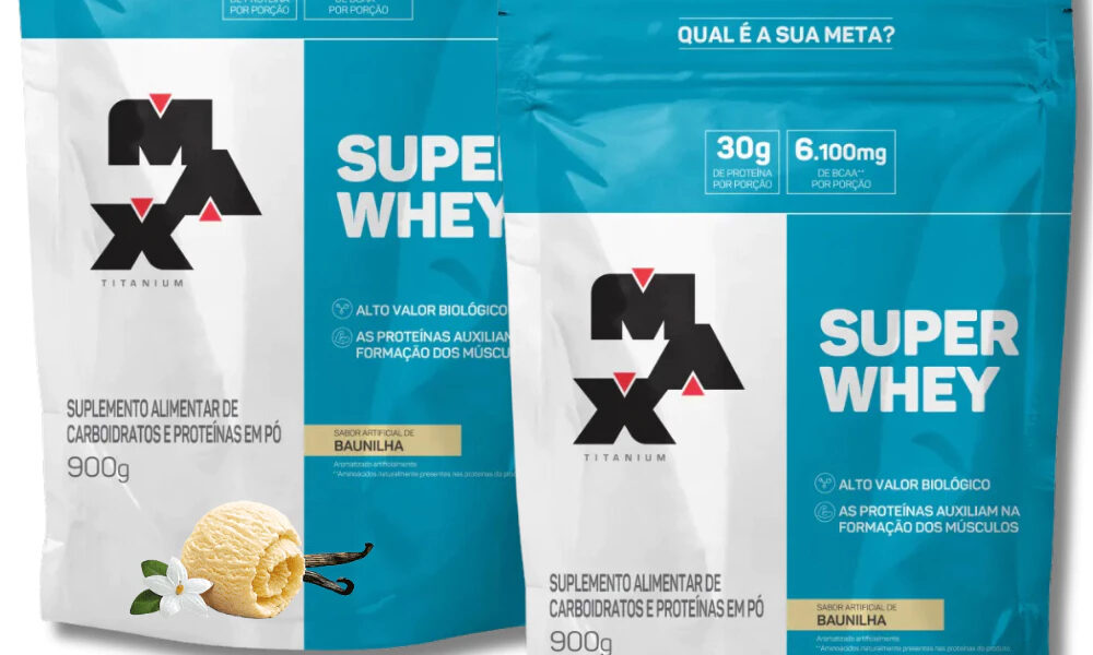 Kit 2x Super Whey Protein Concentrado 900g Max Titanium Proteína Concentrada
