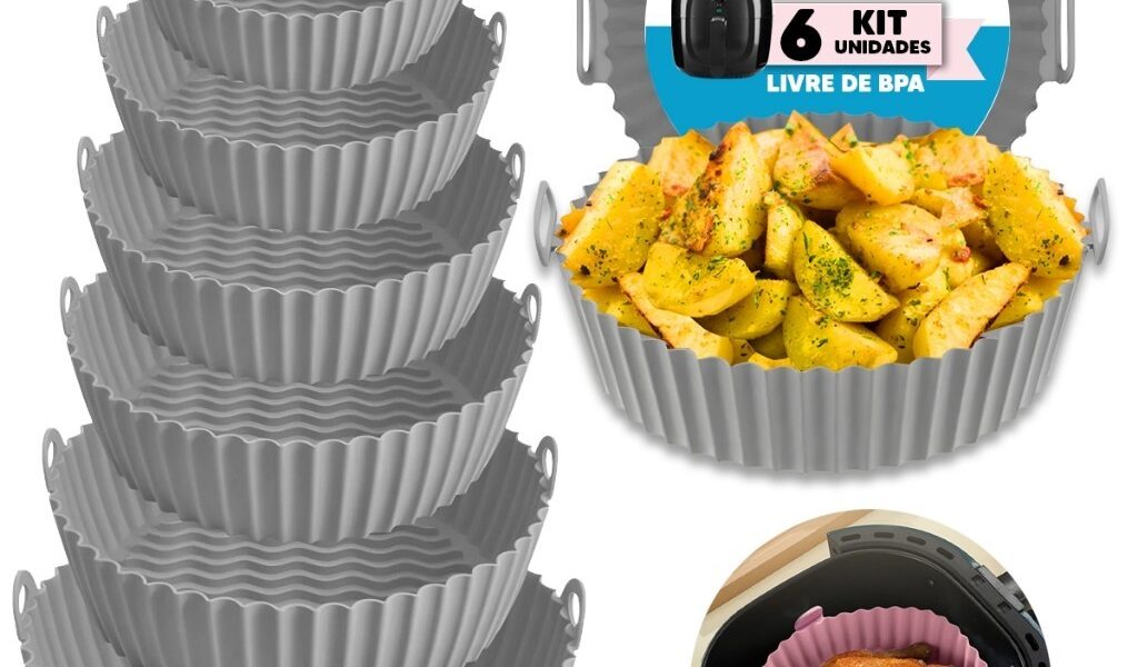 Formas Silicone Pra Fritadeira Air Fryer Micro-ondas Forno Com Alça 6 Peças/Conjunto