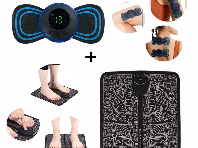 Kit Tapete Massageador de Pês + Mini Massageador de Costas