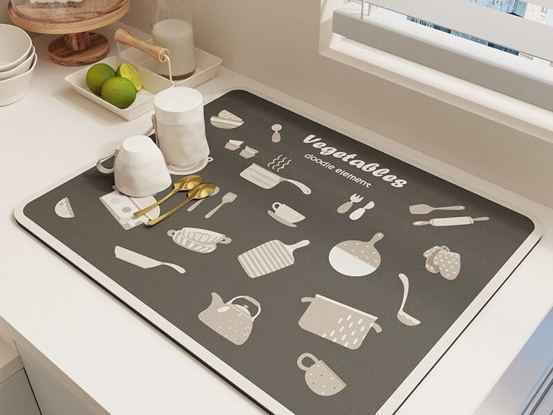 novo:Tapete escorredor de Louça em Microfibra Super absorvente 40X30CM Dobrável Aparador de Louça