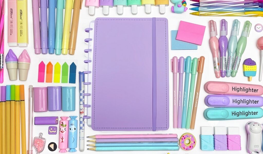 Kit Papelaria 2026 Caderno de Disco Capa Pastel Divertida Kawaii Fofo Bloquinho Presente Volta as Aulas KTPPC-19-2