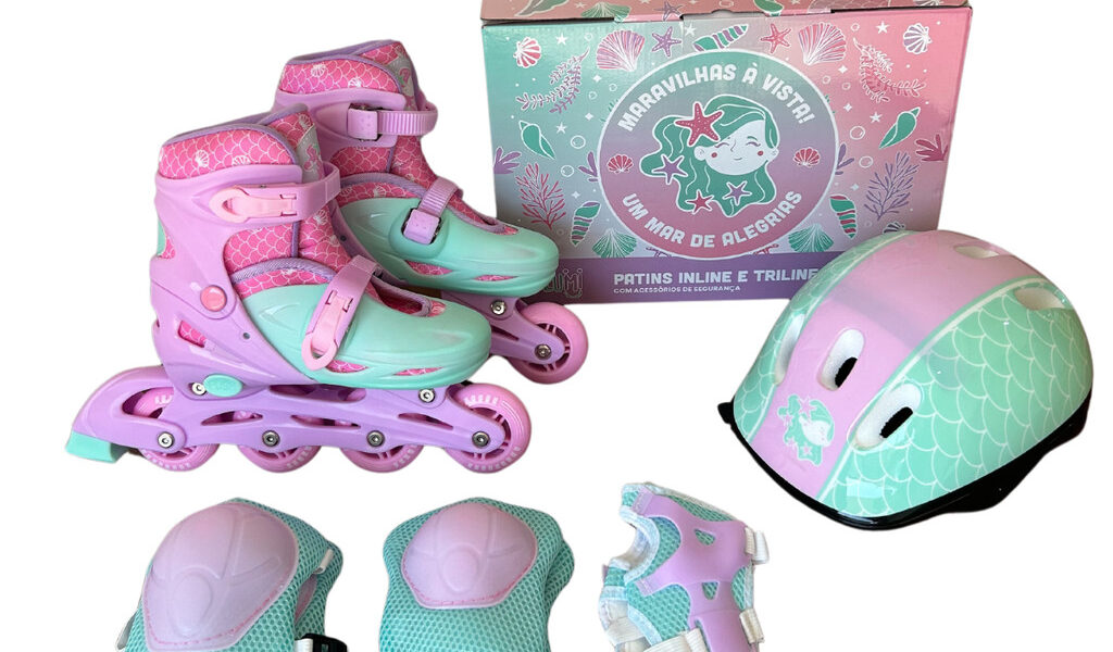 Patins 4 rodas Inline Triline Tamanho Ajustável Marca Glumi
