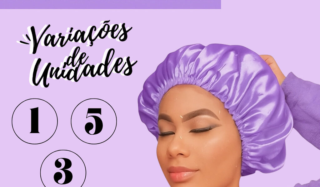 kit 05 Touca Cetim Antifrizz para Cabelos Lisos e Cacheados Multicolorido Cronograma Capilar