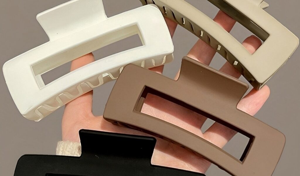 KIT 1/2/3 Piranha Garra Cabelo Presilha Grande Prendedor Plástico Formato Quadrado Minimalista Feminino Lucky Bazar