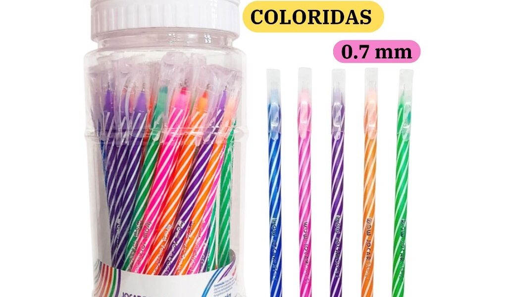 Kit 10 Canetas Esferográficas Wow 0.7mm Coloridas Branco Escolar Escritório Leo&Leo