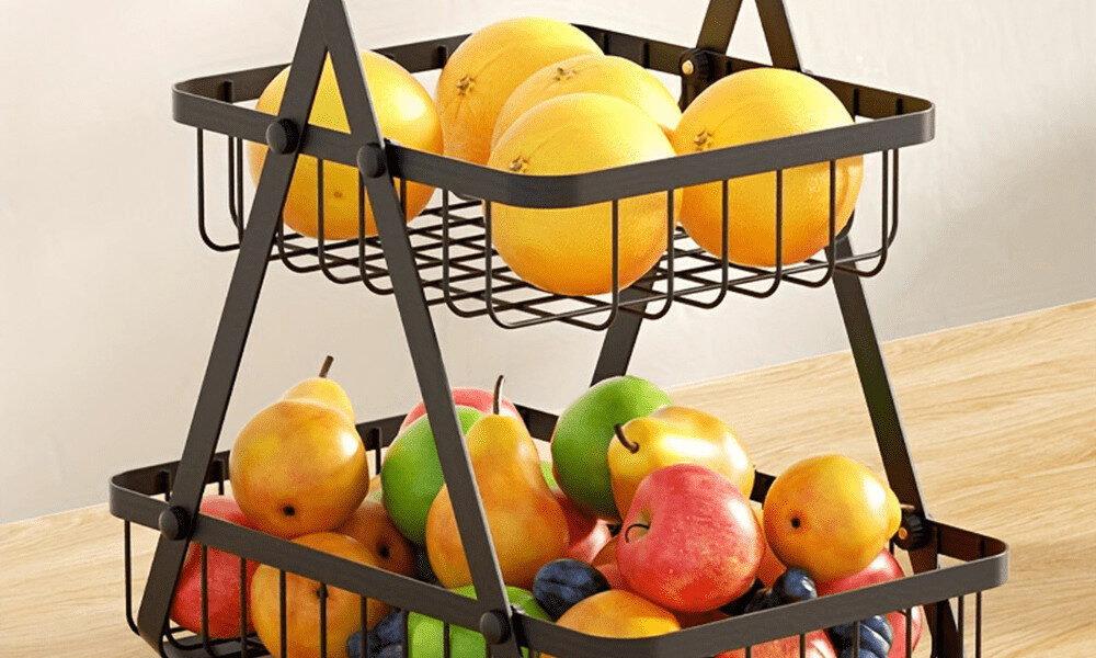 Fruteira de Mesa ou Cesto Multiuso Cesta de metal portátil Organizador para Casa Cozinha Escritório ES