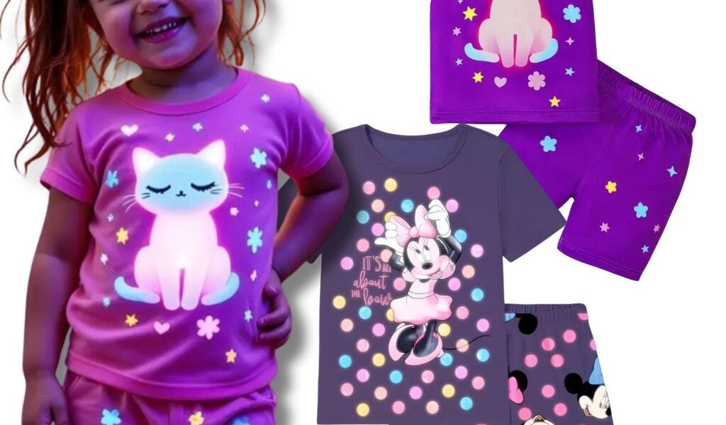 Kit 4 Peças Pijama Sortido Infantil Menina Brilha no Escuro Verão tam 02 ao 10