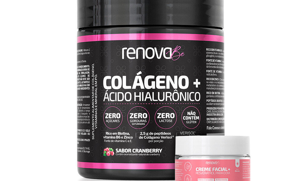 Kit Colágeno Hidrolisado Verisol com Ácido Hialurônico + 1 Creme Facial Dia Resveratrol - Renova Be