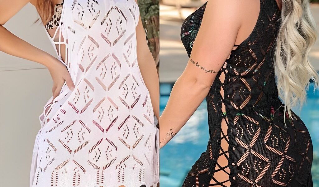 Saida de Praia Vestido Moda Praia Piscina Crochê Tricot Ipanema