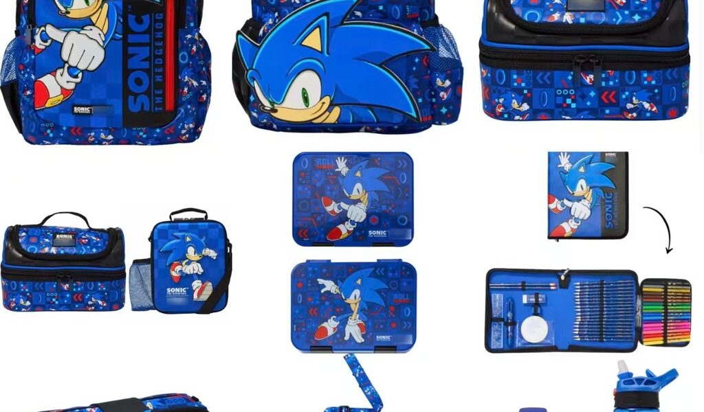 Austrália sonic mochila escola primária crianças à prova dwaterproof água mochila crianças dupla camada saco de refeição