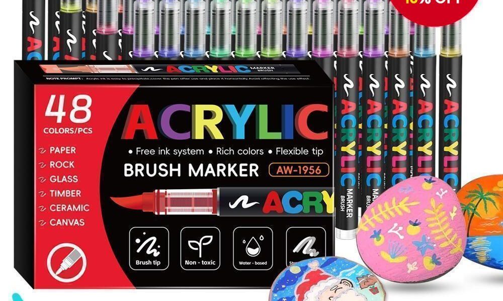 Caneta Acrílica De Ponta Macia, Disponível Em Embalagens De 12/24/36/48, Ideal Para Estudantes E Para desenhos