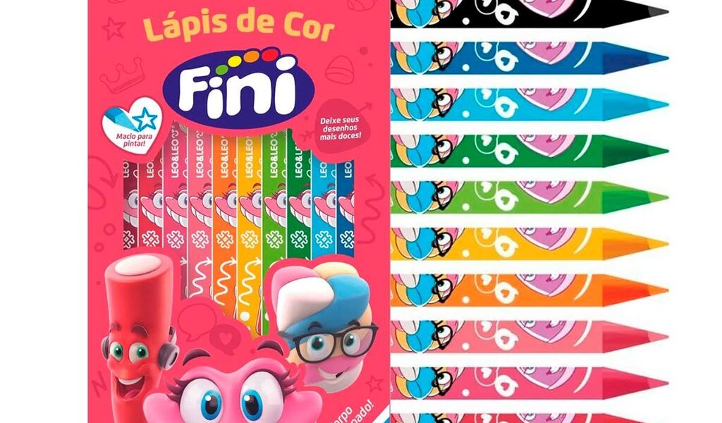 Lapis De Cor Escolar Triangular Fini 12 Cores Estojo Leo&Leo