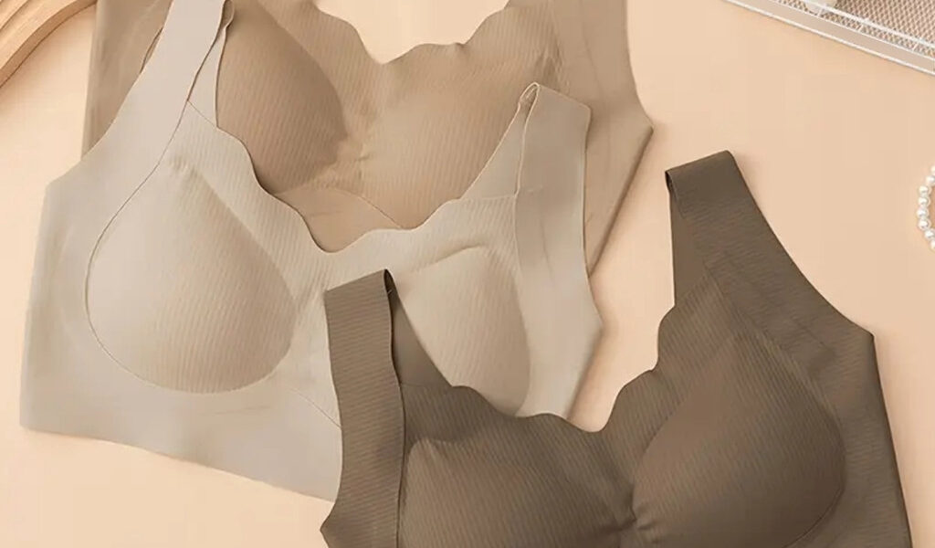 Top Sutiã Feminino Sem Costura Bordas De Ondas Alça Grossa