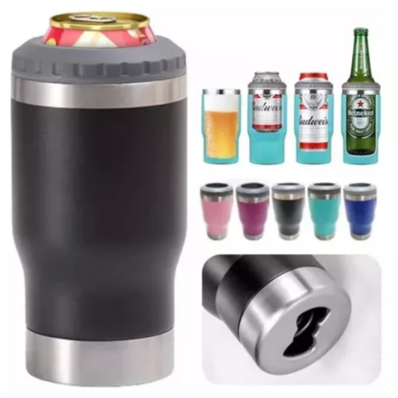 Copo Térmico Aço Inox Porta Garrafa Latinha Conserva Gelado 420ml Com Abridor