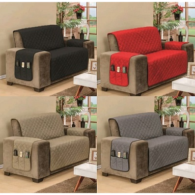 Protetor De Sofá Capa De Sofa Para 2 Lugares Pequeno COM PORTA OBJETOS Capa Protetora Sofá