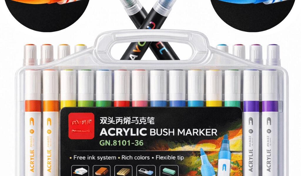 Caneta Marcadora Acrílica Pincel Artístico 12/24/36/48 Cores Vibrantes para Desenho e Pintura DIY