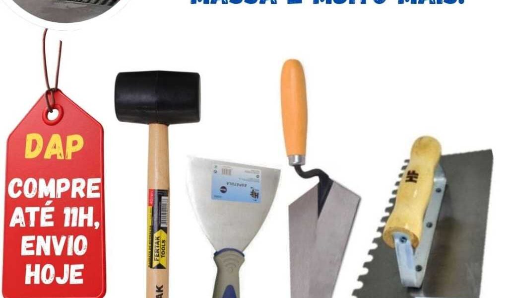 Kit Obra 4 -Desempenadeira Dentada +Colher de Pedreiro Profissional+ Martelo de borracha Porcelanato