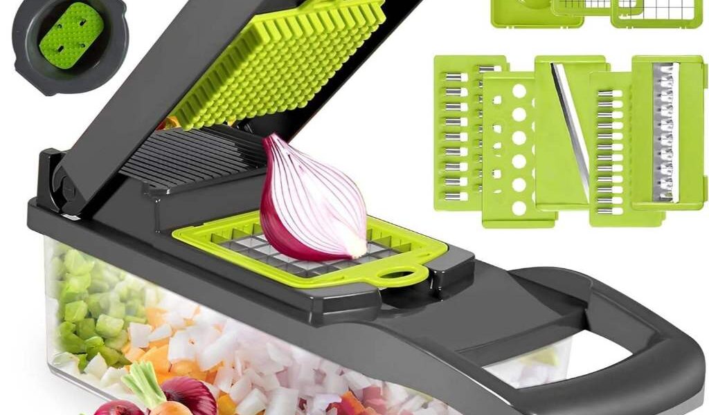 Kit 12 em 1 Cortador Multifuncional Peças Fatiador Picador Ralador Legumes Verduras Alimento Fruta Cozinha Cebola Batata