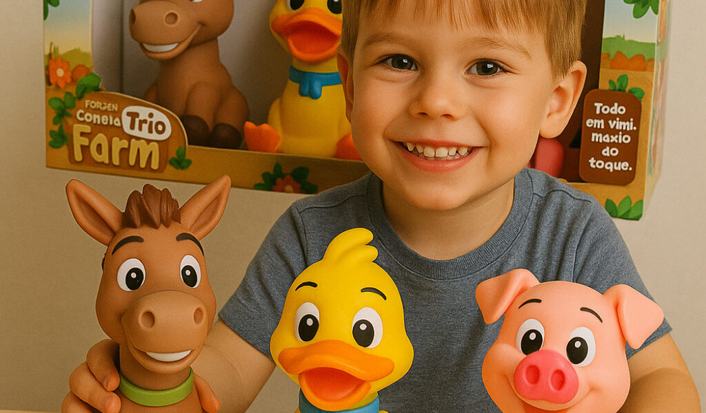 Brinquedo Fazendinha Animais da Fazenda Vinil Macio 3 Unidades