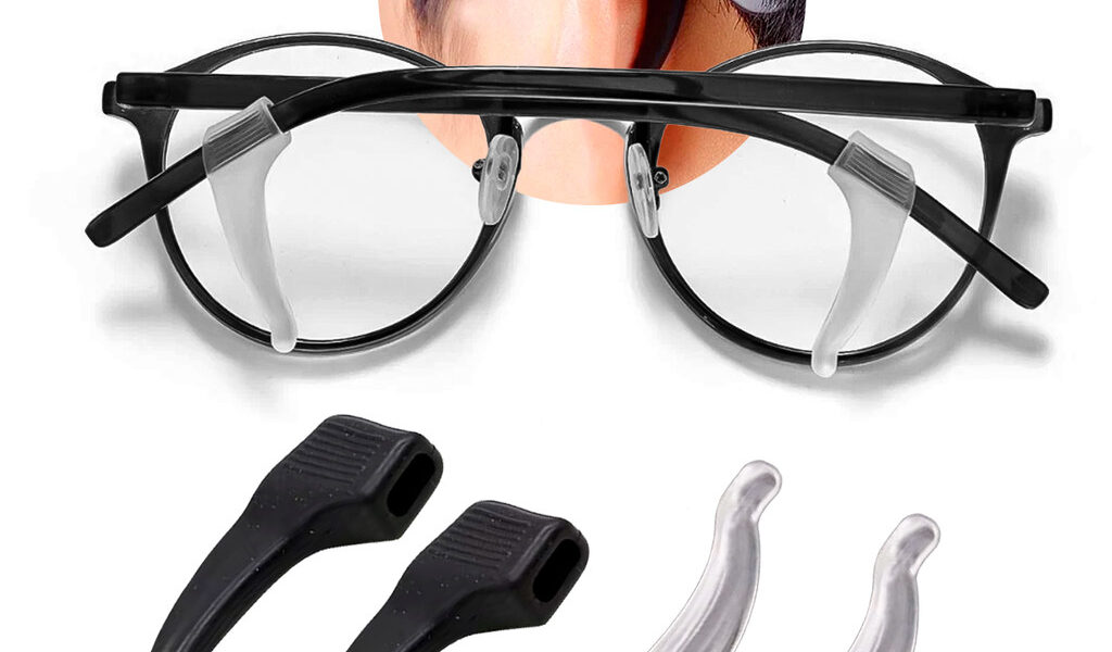 Trava Óculos Antiderrapante Silicone Kit Não Cai Do Rosto Gancho Orelha Haste Conforto