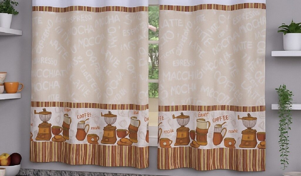 Cortina Oxford Para Cozinha Janela Vitrô 2,00x1,40 Estampada Lisa Com Forro Poliéster Lavável Moderna