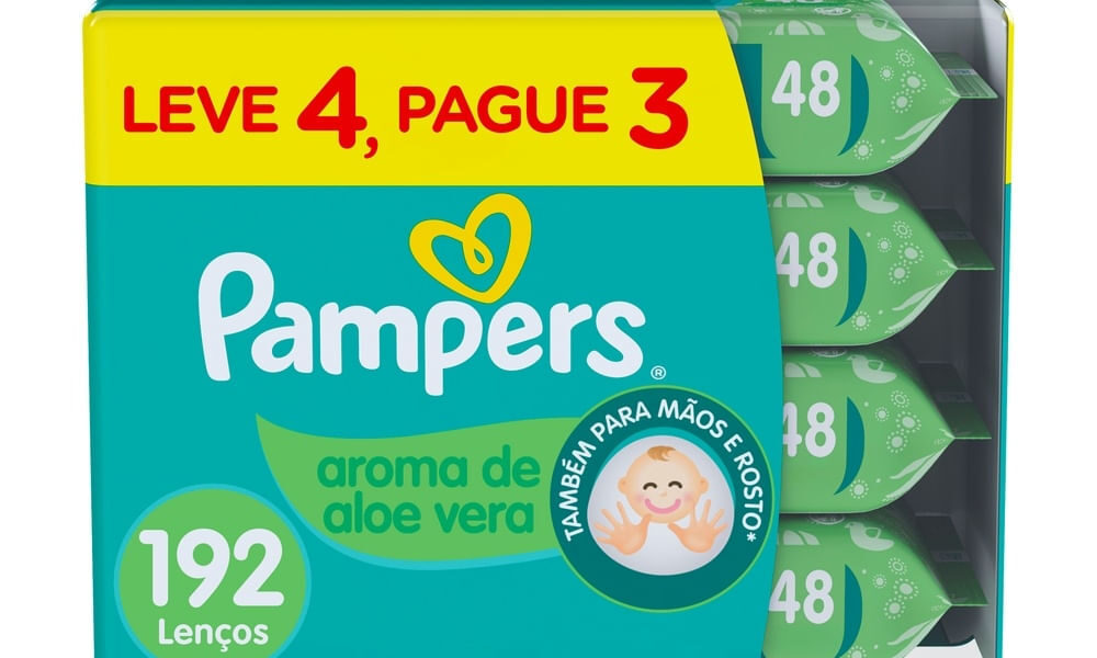 Lenços Umedecidos Pampers Aroma de Aloe Vera 192 Unidades