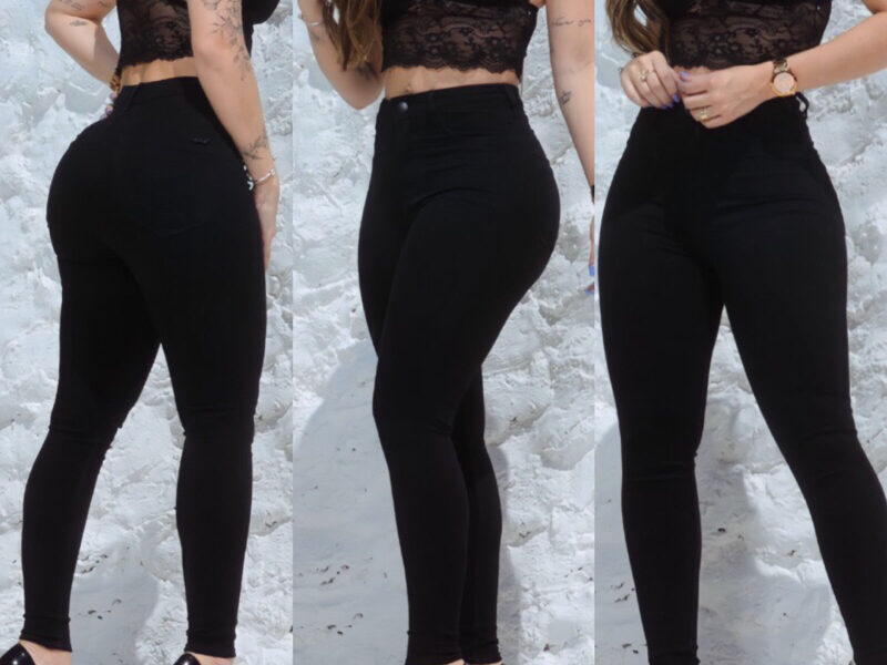 Calça preta jeans Feminina Skinny Levanta Bumbum perfeita