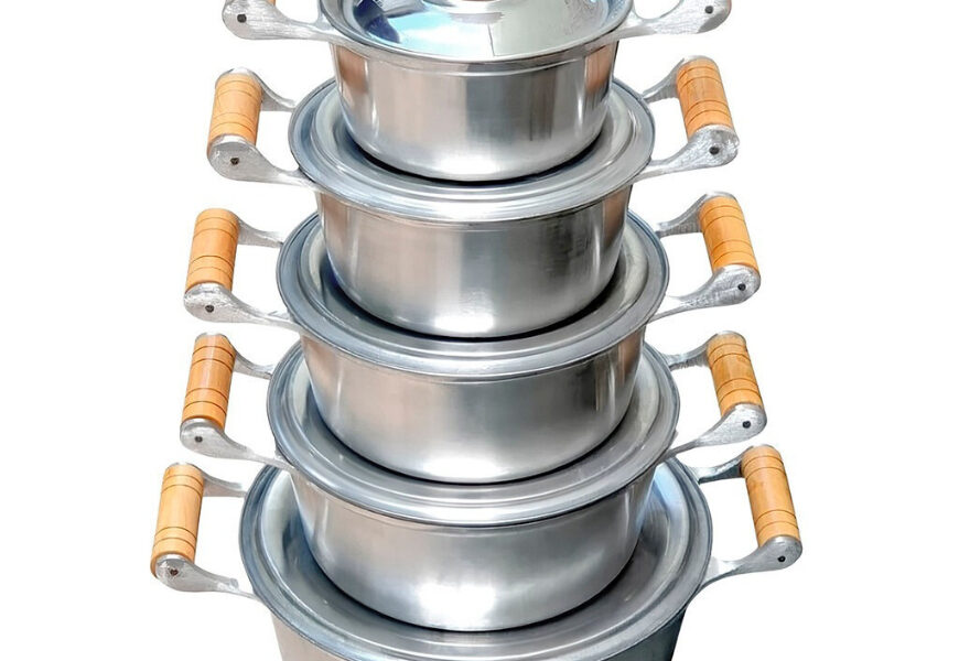 jogo de Panelas polido em alumínio batido grosso Fundido premium conjunto