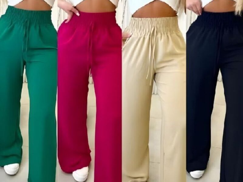 Calça Pantalona Cintura Alta com Bolso Dunas